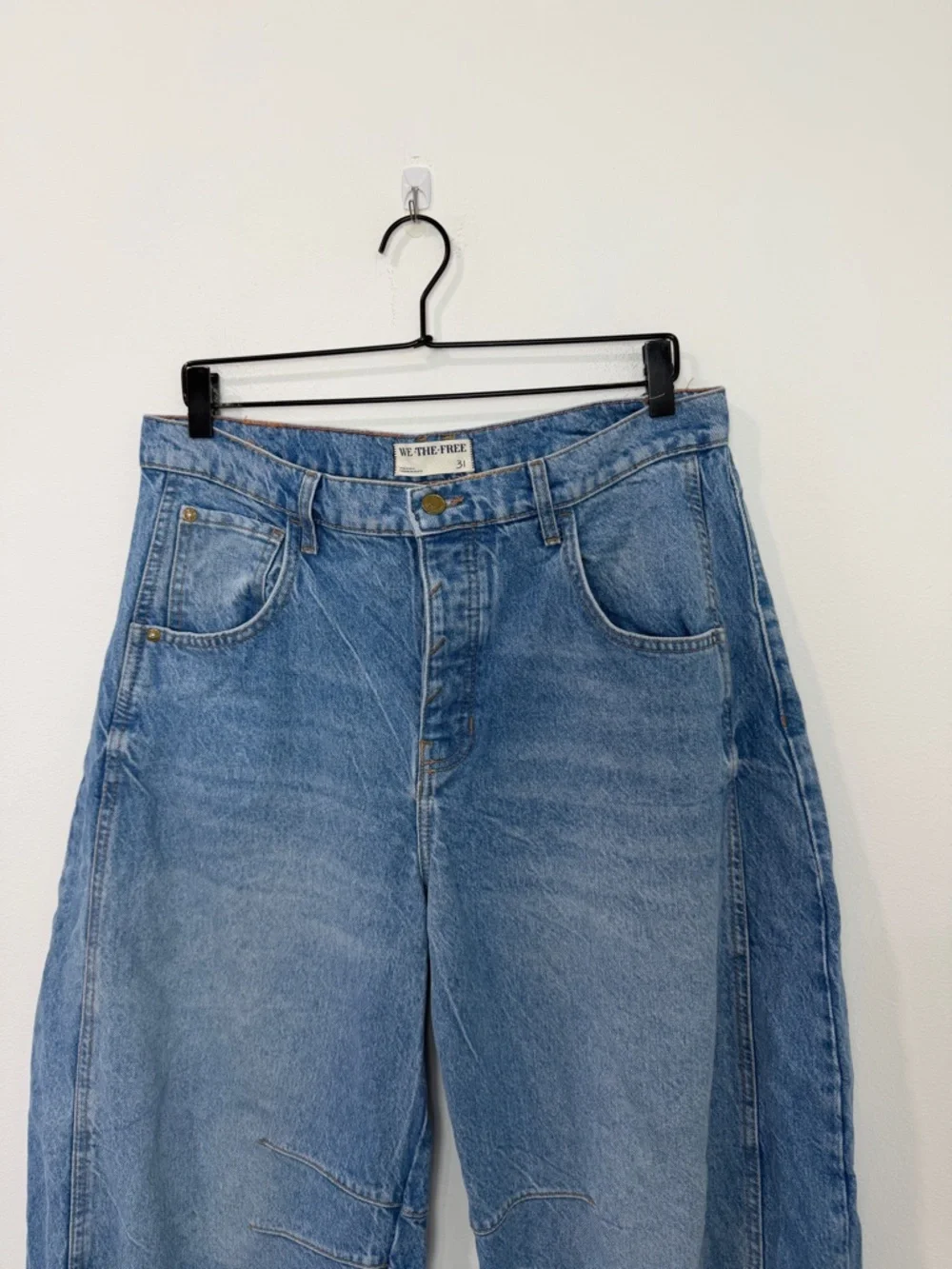 We The Free Good Luck Mid-Rise Barrel Jeans Ultra Light Beam 31 - Picture 4 of 8